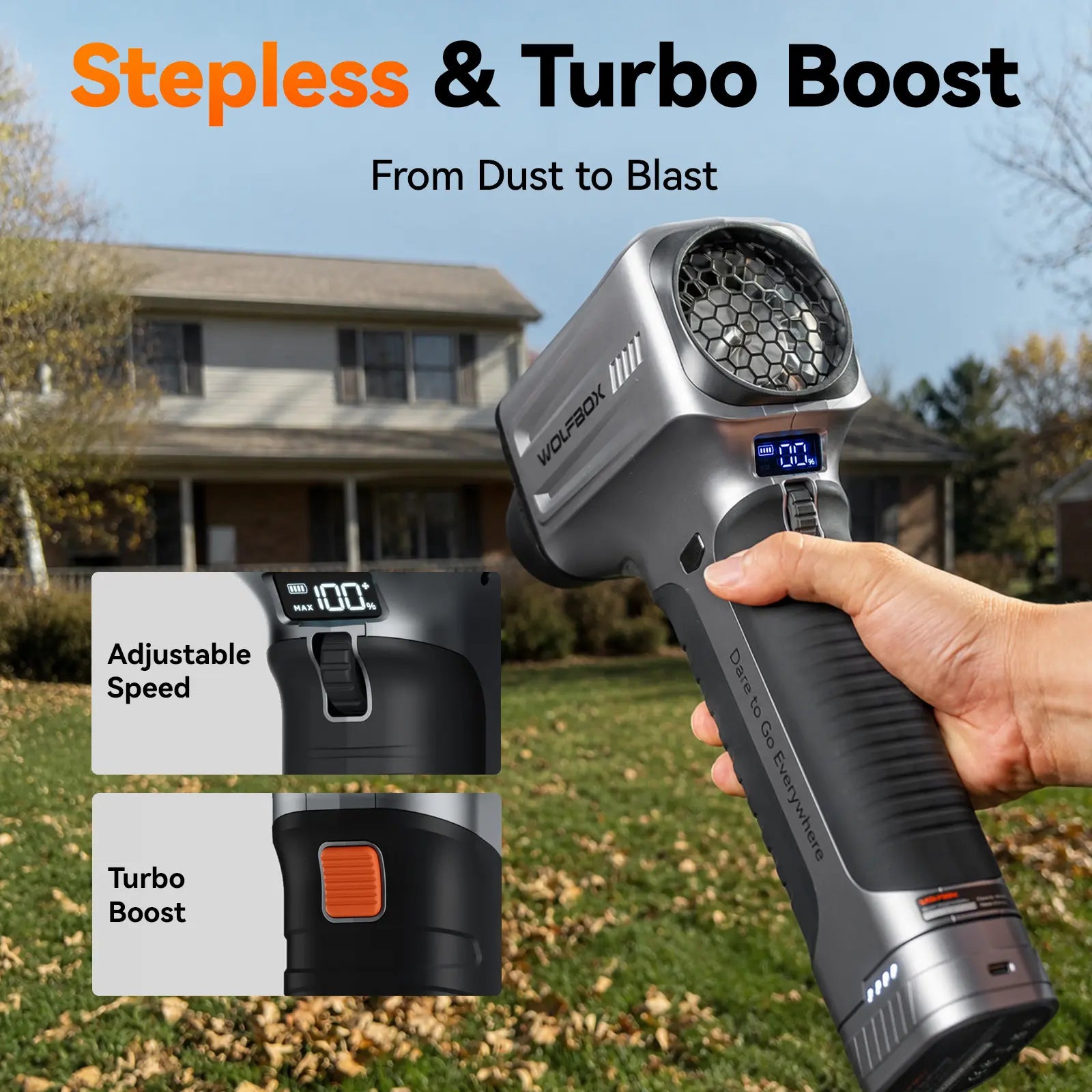 WOLFBOX MF500PRO Air Duster – Handheld Blower for Leaves & Outdoor Cleanup