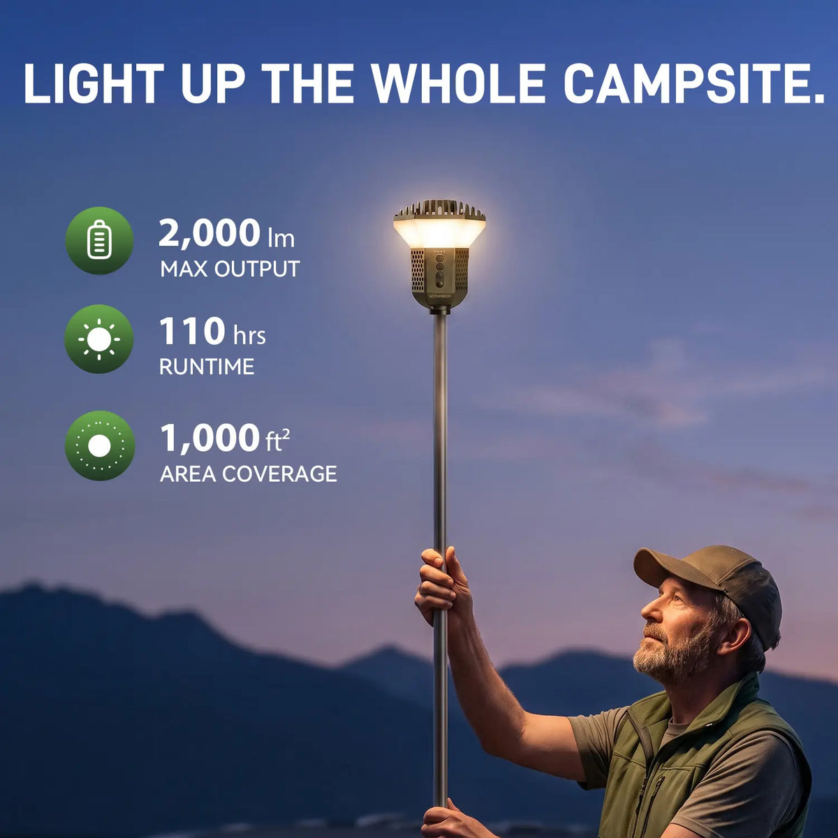 WOLFBOX TL2000 Telescopic Camping Light