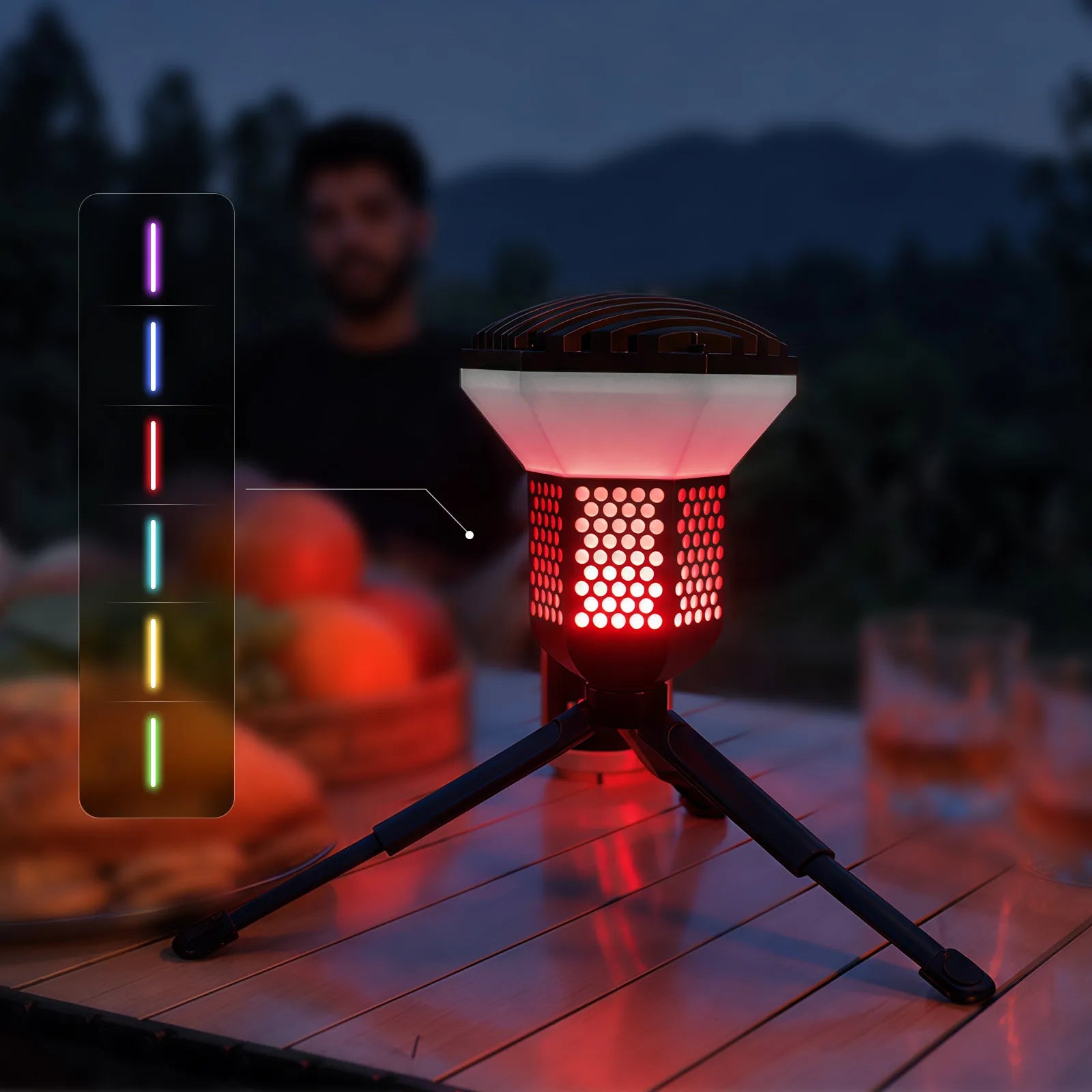 WOLFBOX TL2000 camping light with red ambient lighting